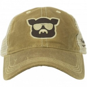 Baseball Caps Pig Face Trucker Hat Mesh Snapback Vintage Feel - Dark Tan/Khaki Waxed - CY17Z720AXD $43.23