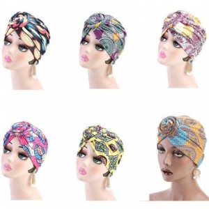 Skullies & Beanies Women Pleated Twist Turban African Printing India Chemo Cap Hairwrap Headwear - Purple - CP18SAXEWHG $21.64