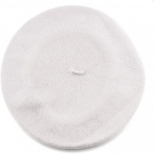 Berets French Style Lightweight Casual Classic Solid Color Wool Beret - White - CD11NIY75UZ $21.04
