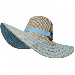 Sun Hats Striped Straw Floppy Hat - Blue - CU12CM4HA0Z $50.54