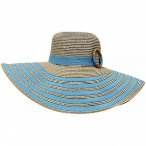 Sun Hats Striped Straw Floppy Hat - Blue - CU12CM4HA0Z $50.54