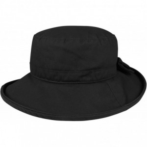 Bucket Hats Women's Waxed Cotton Canvas Wide Brim Bucket Hat - Black - C911LV4H9SR $27.99