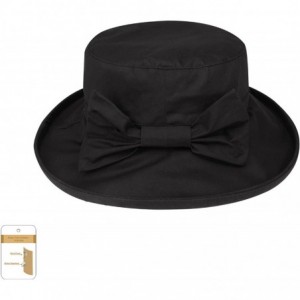 Bucket Hats Women's Waxed Cotton Canvas Wide Brim Bucket Hat - Black - C911LV4H9SR $25.60