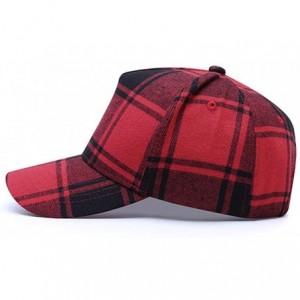 Baseball Caps Plaid Print Baseball Cap Soft Cotton Blend Checked Print Outdoor Hat Cap - Black Red-large Plaid - C618OQEMRN2 ...