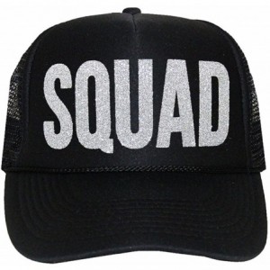 Baseball Caps Squad Trucker Hat - Black With Glitter Silver - CX182KDTXL3 $31.49