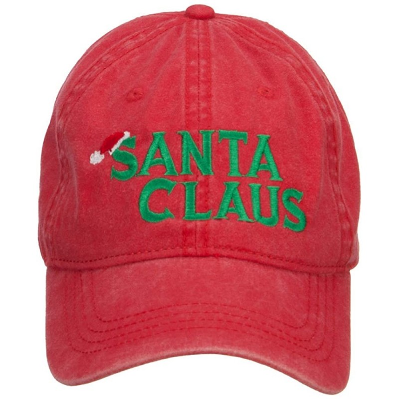 Baseball Caps Christmas Hat Santa Claus Embroidered Washed Cap - Red - C7126E0OWPF $45.49