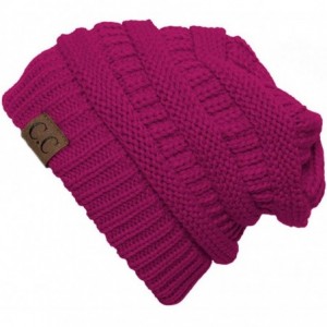 Skullies & Beanies Thick Soft Knit Oversized Beanie Cap Hat- Hot Pink - C411Q3OPI7T $22.58