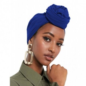 Headbands Chiffon African Head Wrap-Light Weight Thin Headband Long Turban Headwrap Scarves Royal Blue - CQ198DMR2CO $20.18