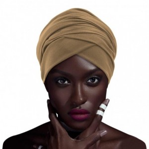 Headbands African Head Wraps Turban For Women Women' Soft Stretch Headband Long Head Wrap Scarf (1Brown) - 1Brown - C3197HCDG...