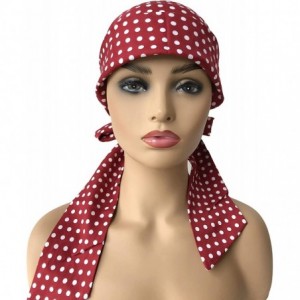 Skullies & Beanies Chemo Cap-Turban Headwear-Multi Function Headwrap and Chemo Hats for Hairloss - Bowknot-dot Red - CS18EGX7...