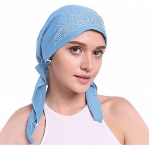 Skullies & Beanies Crystal Stretchy Bandana Headscarf Alopecia - Sky-blue - CO198DXZSU9 $17.97