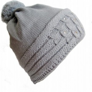 Skullies & Beanies Winter Hat for Women Beautiful Ski Beanie Rhinestones Knitted Hat M-115 - Gray - CG11B2NOOX5 $45.35