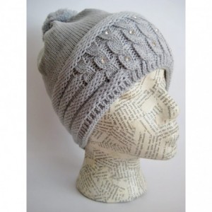 Skullies & Beanies Winter Hat for Women Beautiful Ski Beanie Rhinestones Knitted Hat M-115 - Gray - CG11B2NOOX5 $40.49