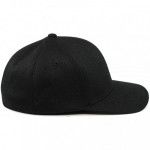 Baseball Caps USA 'Midnight Glory' Black Leather Patch Hat Flex Fit - Black - CX18IGQC2U5 $66.53