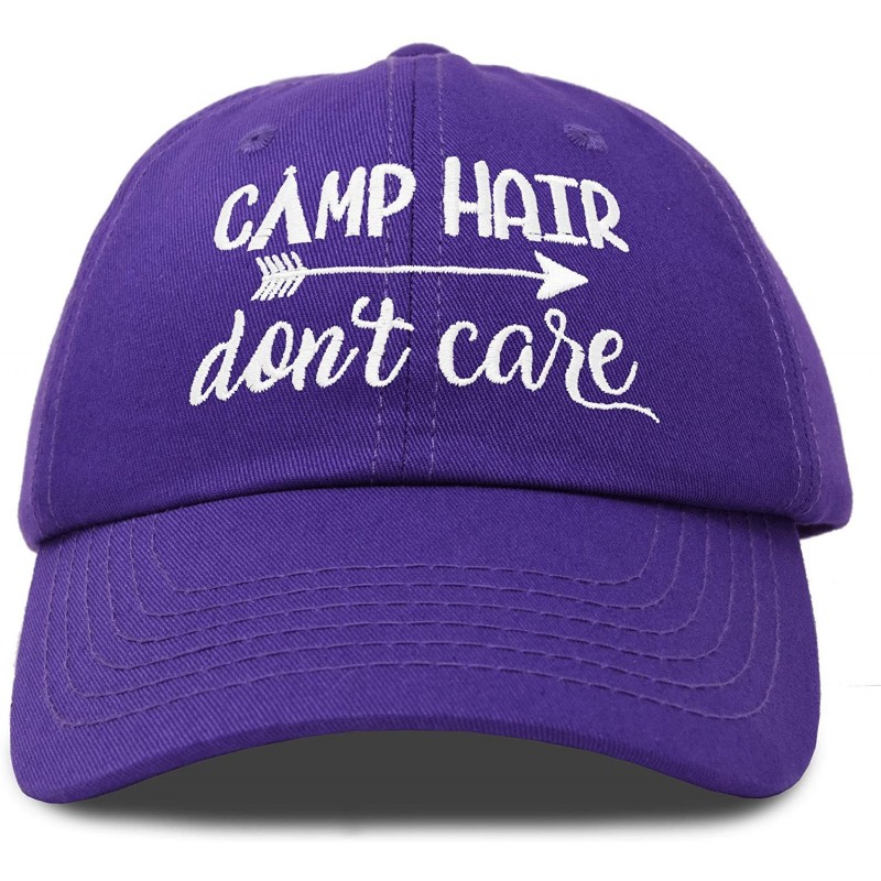 Baseball Caps Camp Hair Don't Care Hat Dad Cap 100% Cotton Lightweight - Purple - CP18S8Z6XWG $26.20