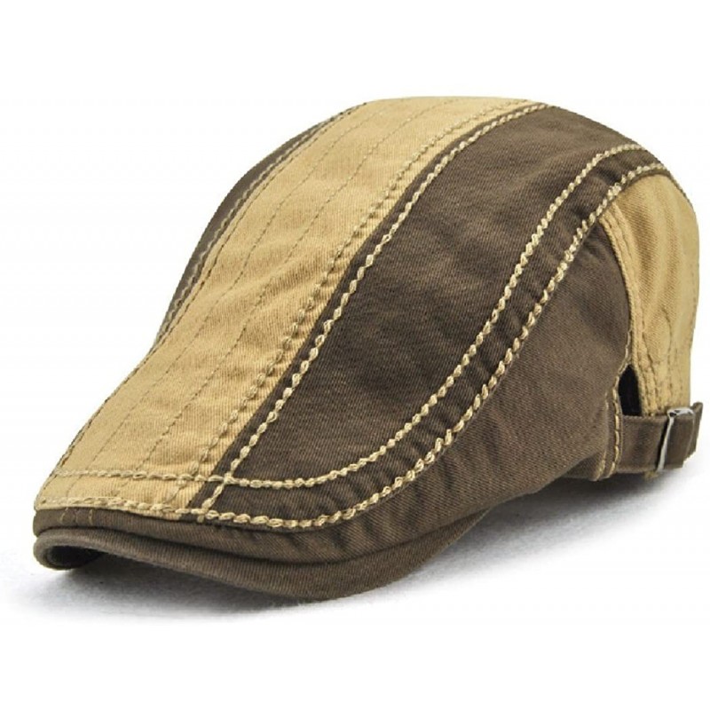 Newsboy Caps Men's Summer Fashion Vintage Cotton Visor Cap Beret Newsboy Hat - Army Green - CP18E2TQW5A $30.88