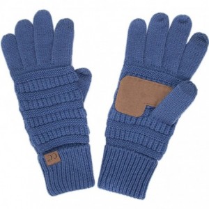 Skullies & Beanies 3pc Set Trendy Warm Chunky Soft Stretch Cable Knit Beanie Scarves Gloves Set - Dark Denim - C8187GQ0ZTK $8...