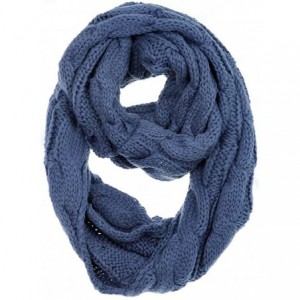Skullies & Beanies 3pc Set Trendy Warm Chunky Soft Stretch Cable Knit Beanie Scarves Gloves Set - Dark Denim - C8187GQ0ZTK $8...