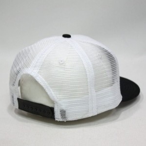 Baseball Caps Plain Cotton Twill Flat Brim Mesh Adjustable Snapback Trucker Baseball Cap - Black/White/White - C1122TZG2CF $2...