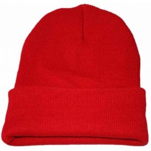 Skullies & Beanies Unisex Cuffed Acrylic Knitting Winter Warm Beanie Caps Soft Slouchy Ski Hat - Red - CP18HWNZALS $15.45