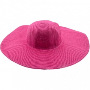 Sun Hats Wide Women Colorful Derby Large Floppy Folderable Straw Beach Hat - Hot Pink - CF122QLUQXX $18.11