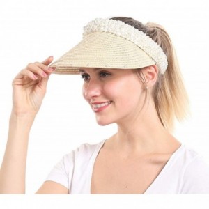 Sun Hats Women Sun Visor Hats Beach - Foldable Roll Up Wide Brim Bowknot Summer Straw Hat Cap Cruise wear for Womens - CR18RM...