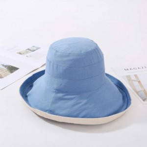 Sun Hats Women Reversible Bucket Hat UV Sun Protection Wide Brim Foldable Floppy Bucket Hat - 1blue - CQ18RWYYI4S $34.46