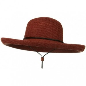 Sun Hats UPF 50+ Cotton Paper Braid Kettle Brim Hat - Brick - CV118E45TCF $93.78