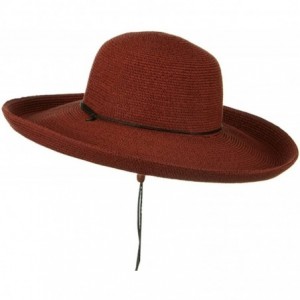 Sun Hats UPF 50+ Cotton Paper Braid Kettle Brim Hat - Brick - CV118E45TCF $81.79