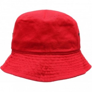 Bucket Hats Summer 100% Cotton Stone Washed Packable Outdoor Activities Fishing Bucket Hat. - Red - CD182TIT7IR $19.76