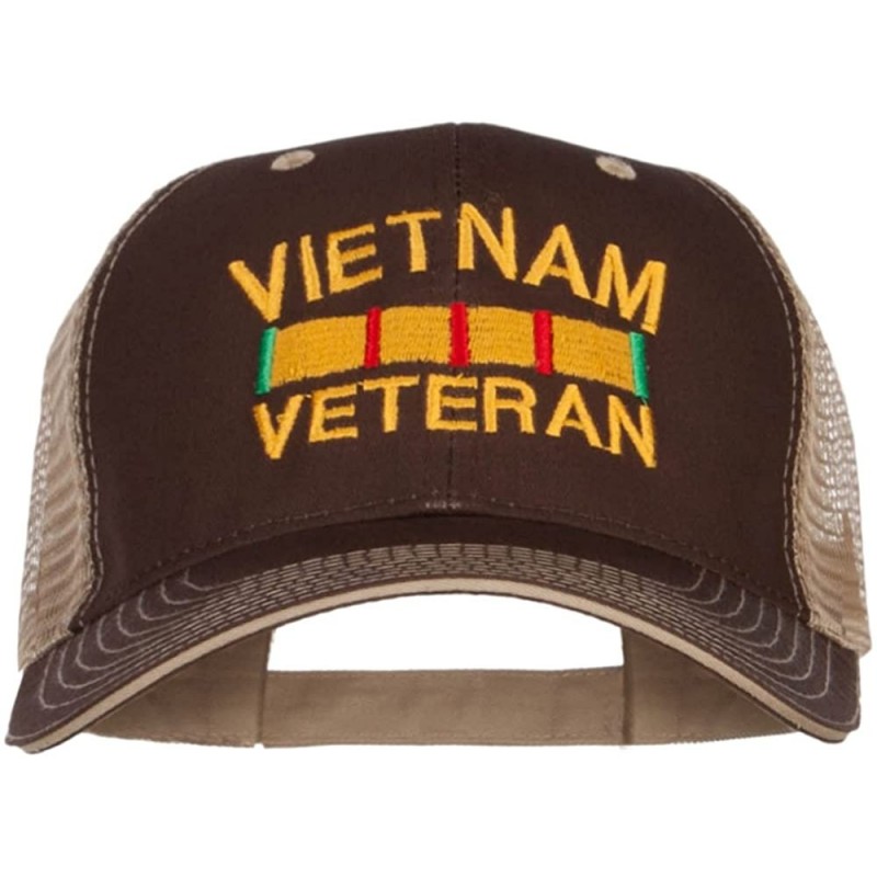 Baseball Caps Vietnam Veteran Embroidered Big Size Mesh Cap - Brown Beige - CC12O3X376U $52.24