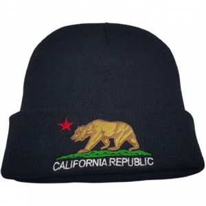 Skullies & Beanies Unisex California Republic Bear Cuffed Beanie Knit Hat Cap (One Size-) - Black/Light Brown - CZ186UYOO4K $...