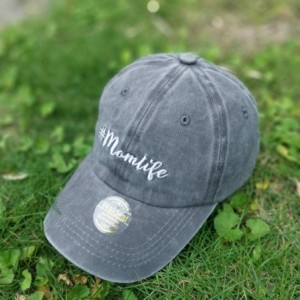 Baseball Caps Women's Embroidered Adjustable Mom Life Vintage Washed Distressed Baseball Dad Hat Cap - Grey - CS18RC5GMGH $28.23