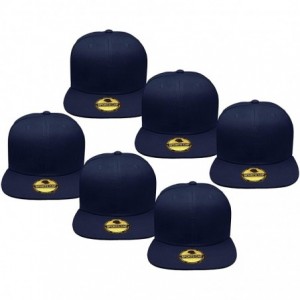 Baseball Caps Plain Blank Flat Brim Adjustable Snapback Baseball Caps LOT 6 Pack - Navy - CN18XOYA3LM $29.99