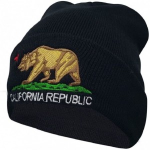 Skullies & Beanies Unisex California Republic Bear Cuffed Beanie Knit Hat Cap (One Size-) - Black/Light Brown - CZ186UYOO4K $...