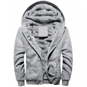 Skullies & Beanies Mens Hoodie Winter Warm Fleece Zipper Sweater Jacket Outwear Coat - Gray - CE18H3IG002 $76.12
