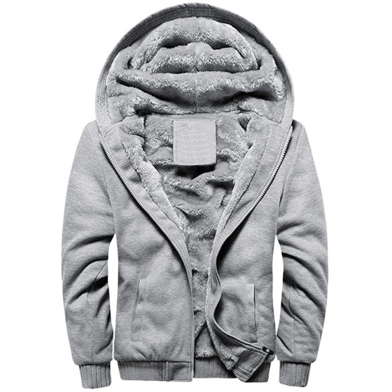 Skullies & Beanies Mens Hoodie Winter Warm Fleece Zipper Sweater Jacket Outwear Coat - Gray - CE18H3IG002 $68.15