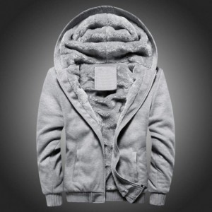Skullies & Beanies Mens Hoodie Winter Warm Fleece Zipper Sweater Jacket Outwear Coat - Gray - CE18H3IG002 $68.15