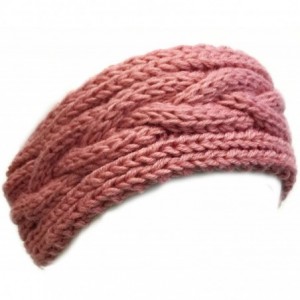 Cold Weather Headbands Winter Warm Thick Cable Knit Headband for Teens and Girls - Congo Pink - C011UH3DI4H $20.63