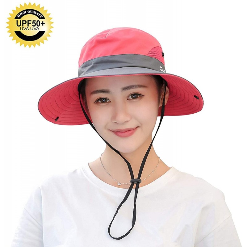 Women's Outdoor UV Protection Foldable Mesh Wide Brim Fishing Hat ...