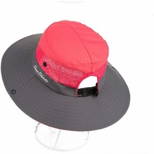 Sun Hats Women's Outdoor UV Protection Foldable Mesh Wide Brim Fishing Hat Bonnie Hats - A-watermelon Red - CI18G6YS0YY $26.19