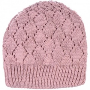Skullies & Beanies Womens Winter Knit Beanie Hat Plush Fleece Lined - 507palepink - C118ZASN3E2 $41.11