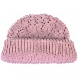 Skullies & Beanies Womens Winter Knit Beanie Hat Plush Fleece Lined - 507palepink - C118ZASN3E2 $41.11