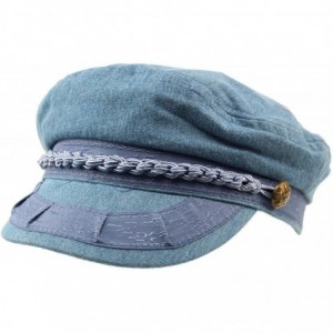 Newsboy Caps Men's Summer Cotton Greek Fisherman Sailor Fiddler Driver Hat Flat Cap - Denim - CG17YI89WZ5 $36.41