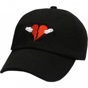 Baseball Caps Mens Heart Break Embroidery Adjustable Cotton Strapback Dad Hat Baseball Cap - Black - CZ12MZN4TTB $20.85