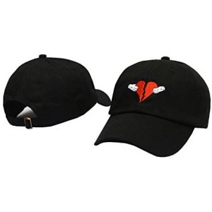 Baseball Caps Mens Heart Break Embroidery Adjustable Cotton Strapback Dad Hat Baseball Cap - Black - CZ12MZN4TTB $20.85