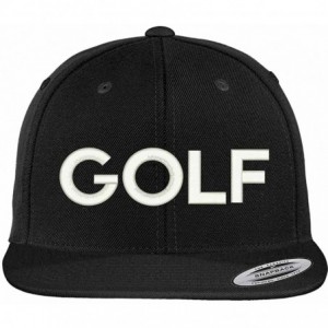 Baseball Caps Golf Embroidered Flat Bill Snapback Ball Cap - Black - CR12GZC22AN $34.67