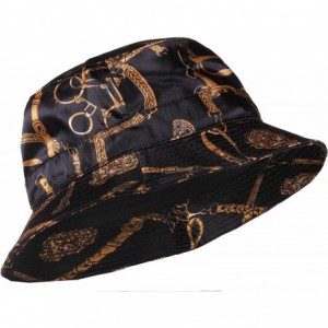 Bucket Hats Fashion Bucket Hat Cap Headwear - Many Prints - Satin Greek Black - CN11TUVA68R $24.95