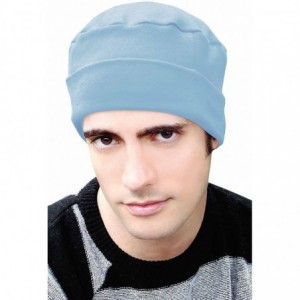 Skullies & Beanies Cancer Patient Hats for Men - Cotton Cuff Cap - Sky Blue - CD11UGSUPJ9 $34.10