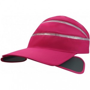 Visors Womens Summer Wide Brim UV Mesh Empty Top Sun Hat Cap with Retractable Visor - Rose - C918DXRE9AL $24.85
